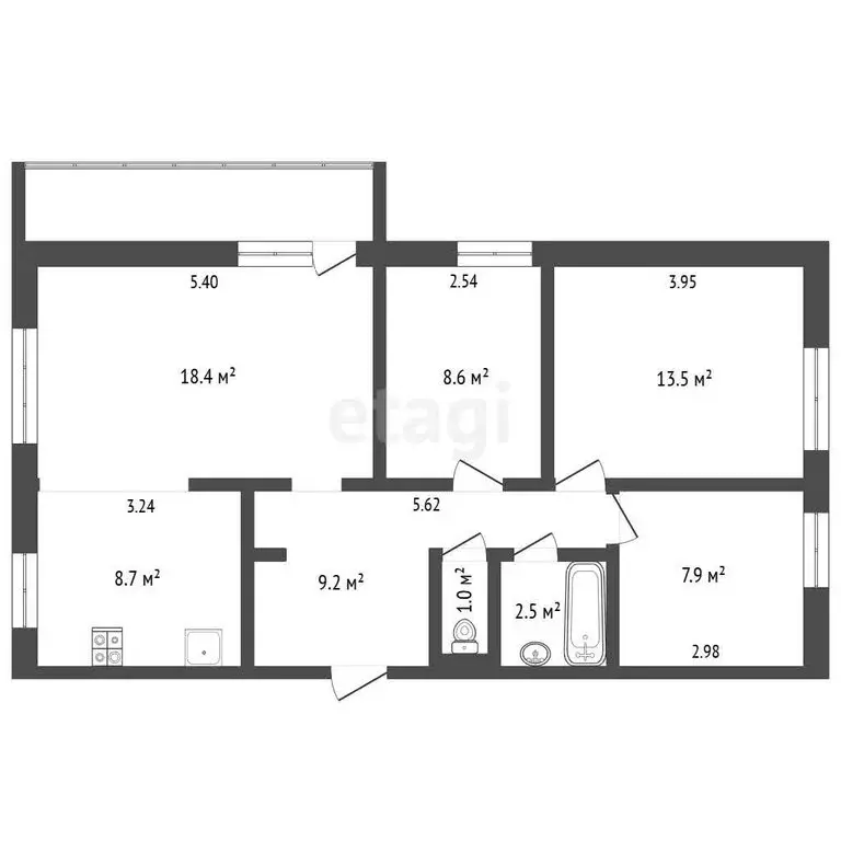 3-комнатная квартира: Усинск, Молодёжная улица, 29 (70.6 м) - Фото 1