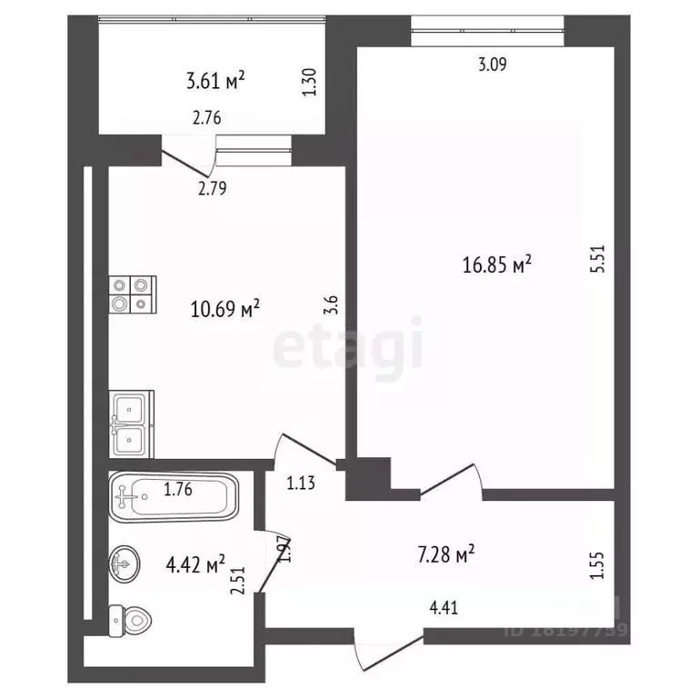 1-к кв. Саха (Якутия), Якутск 203-й мкр, 27 (39.2 м) - Фото 2