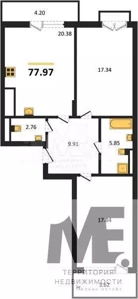 2-к. квартира, 78 м, 4/7 эт. - Фото 0