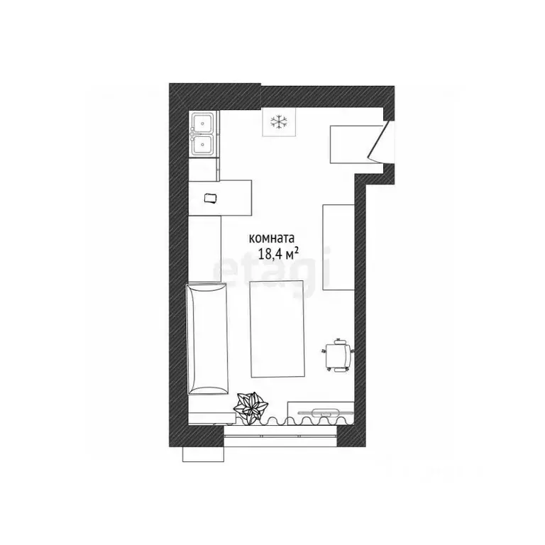 Комната Краснодарский край, Крымск Октябрьская ул., 58 (18.4 м) - Фото 2