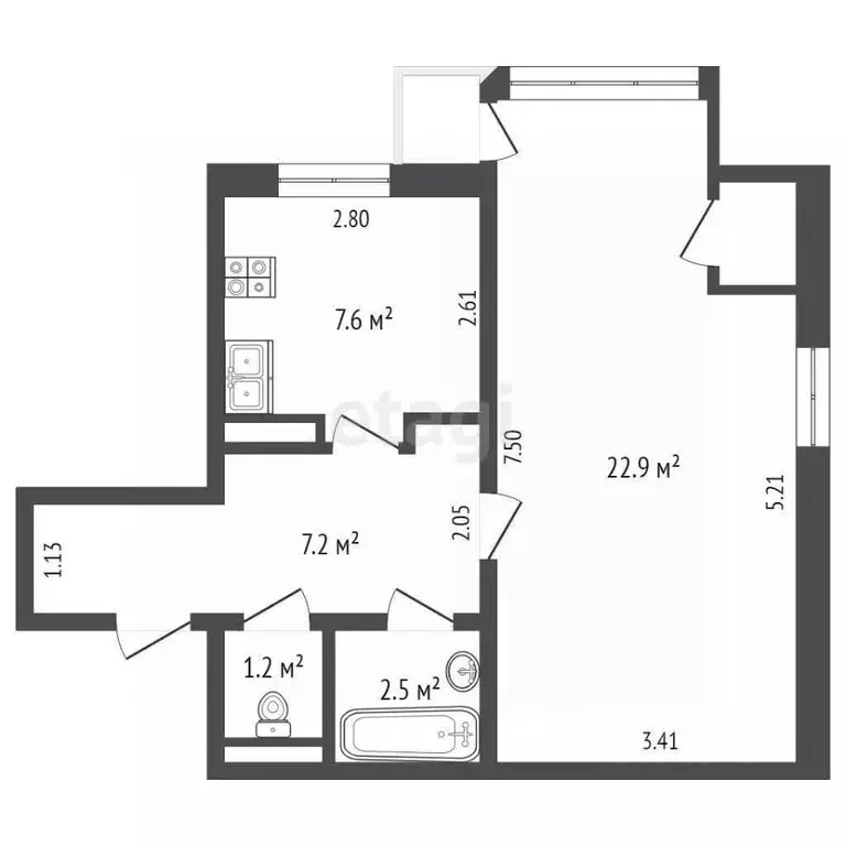 1-к кв. Крым, Ялта ул. Сеченова, 21/31к1 (44.2 м) - Фото 1