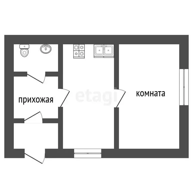 1-комнатная квартира: Заводоуковск, Каретный переулок, 6 (35 м) - Фото 1