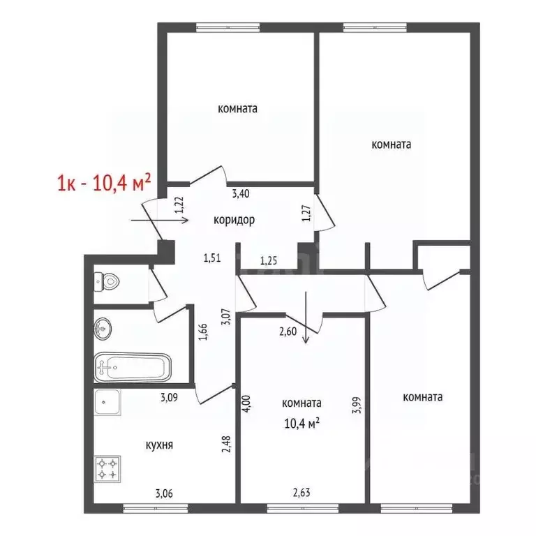 Комната Свердловская область, Екатеринбург просп. Орджоникидзе, 12 ... - Фото 2