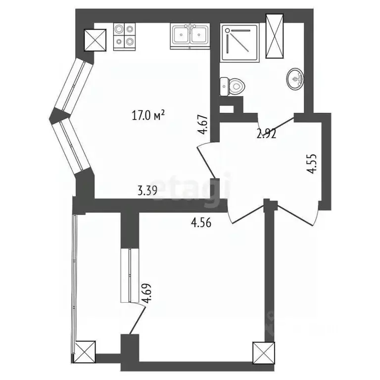 1-к кв. Самарская область, Самара Московское ш., 51 (51.0 м) - Фото 2
