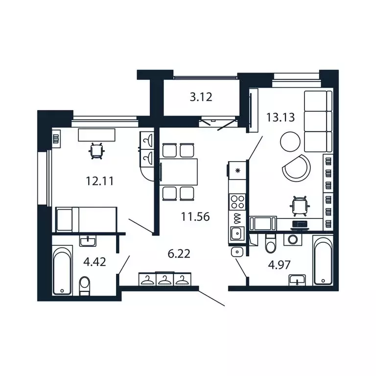 2-комнатная квартира: Новоселье, Центральная улица, 30к2 (51.6 м) - Фото 1