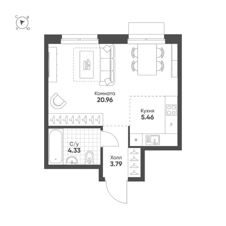 Студия Свердловская область, Екатеринбург Сортировочный жилрайон, ... - Фото 0