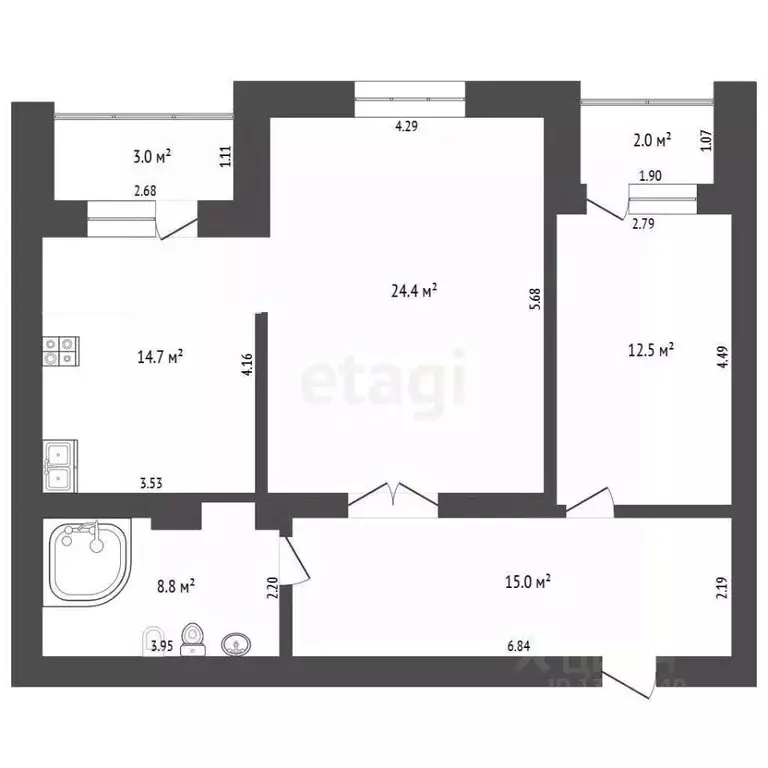 2-к кв. Тюменская область, Тюмень Сургутская ул., 11к3 (75.6 м) - Фото 1