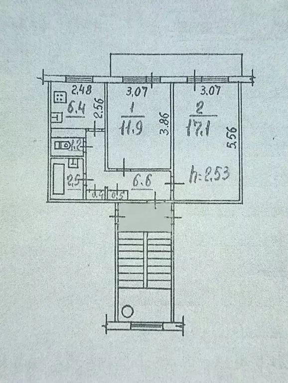 2-к кв. Псковская область, Псков ул. Алтаева, 14 (46.6 м) - Фото 1