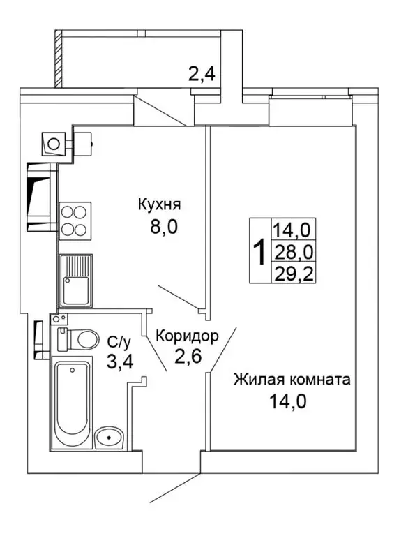 1-комнатная квартира: Волгоград, улица 70-летия Победы, 23 (29.2 м) - Фото 1