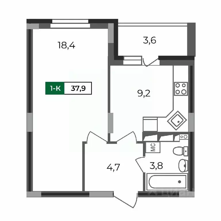 1-к кв. владимирская область, владимир бул. сталинградский, 5 (37.9 м) - Фото 0