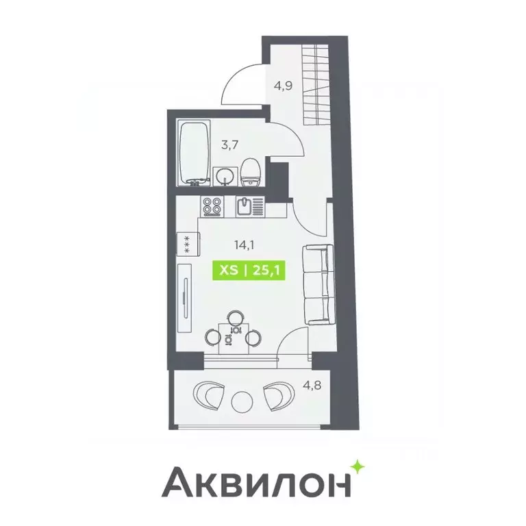 Студия Санкт-Петербург бул. Головнина, 4 (25.1 м) - Фото 0