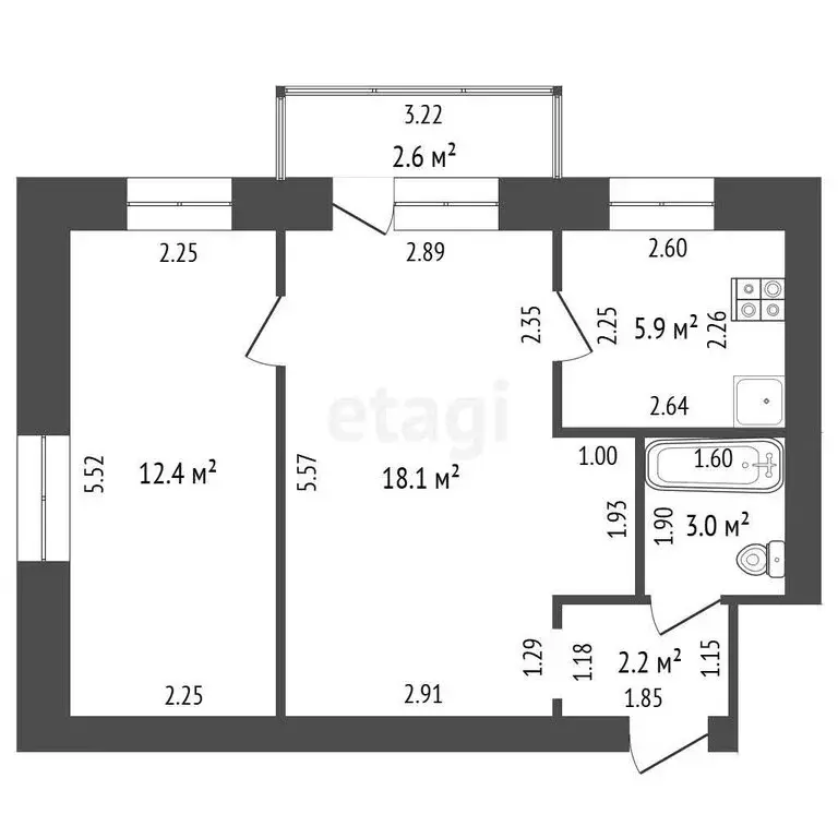 2-комнатная квартира: Стерлитамак, Революционная улица, 8 (41.6 м) - Фото 1
