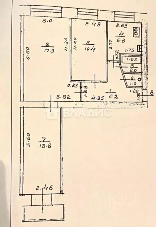 3-к кв. Башкортостан, Уфа просп. Октября, 65/3 (57.6 м) - Фото 2