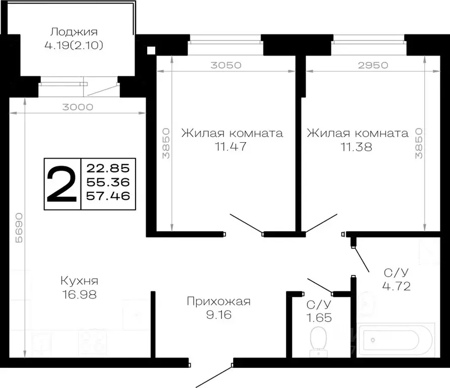 2-к кв. Краснодарский край, Анапа муниципальный округ, Нижняя ... - Фото 1