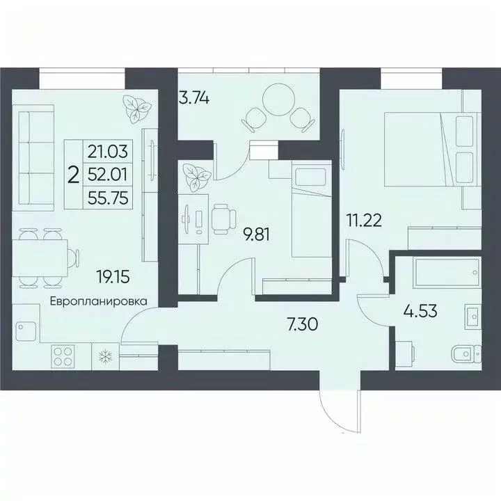 2-к кв. Саратовская область, Татищево рп  (55.75 м) - Фото 0