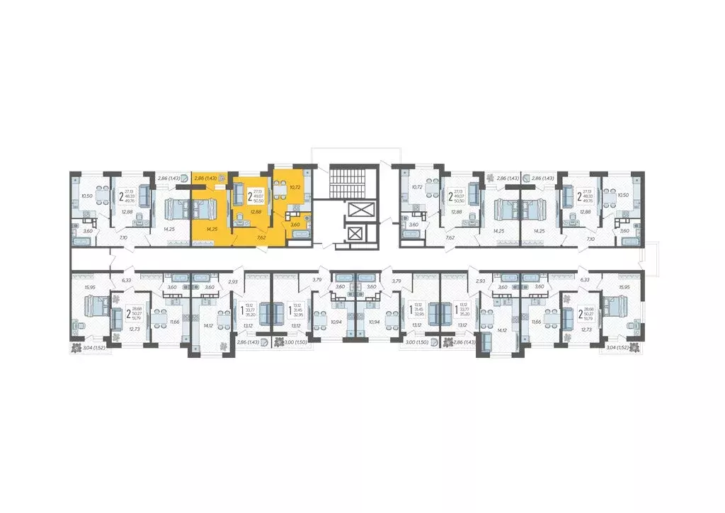 2-комнатная квартира: Краснодар, ЖК Смородина (50.5 м) - Фото 1
