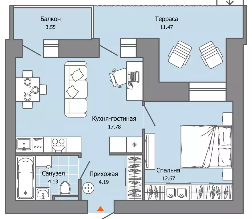 1-к кв. Пермский край, Пермь ул. Дзержинского, 35А (43.0 м) - Фото 2