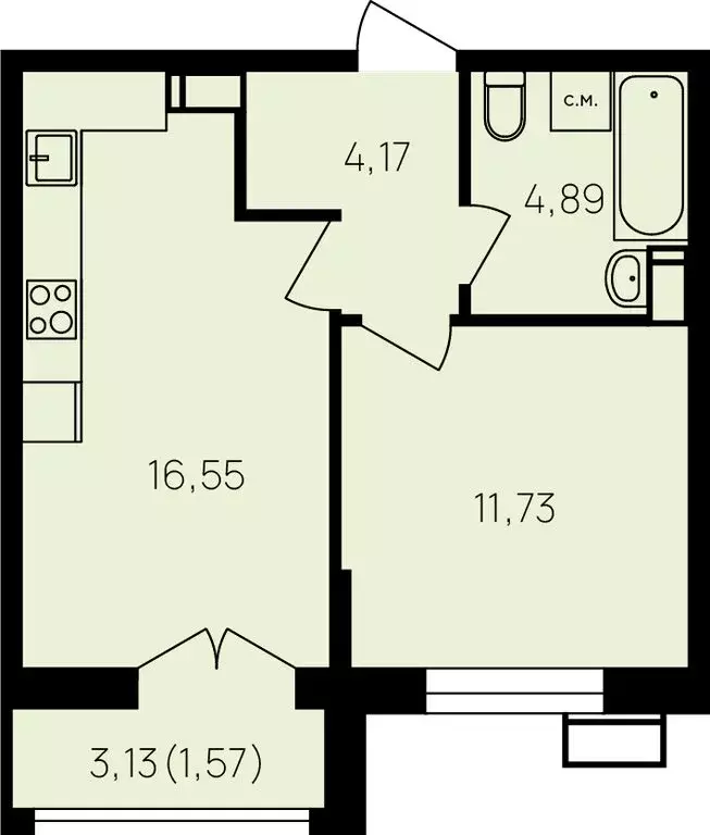 1-комнатная квартира: Обнинск, улица Славского, 10 (40.5 м) - Фото 0