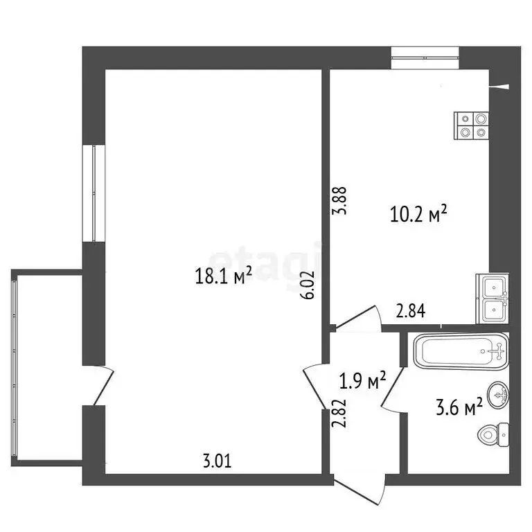 1-комнатная квартира: Феодосия, улица Чкалова, 179А (33.8 м) - Фото 1