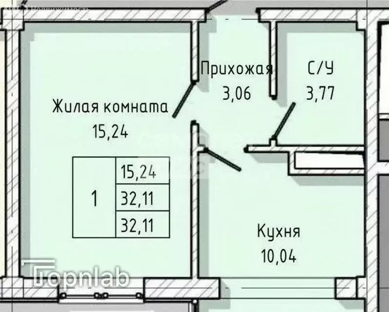 1-комнатная квартира: Нальчик, улица А.А. Кадырова, 24 (32 м) - Фото 0