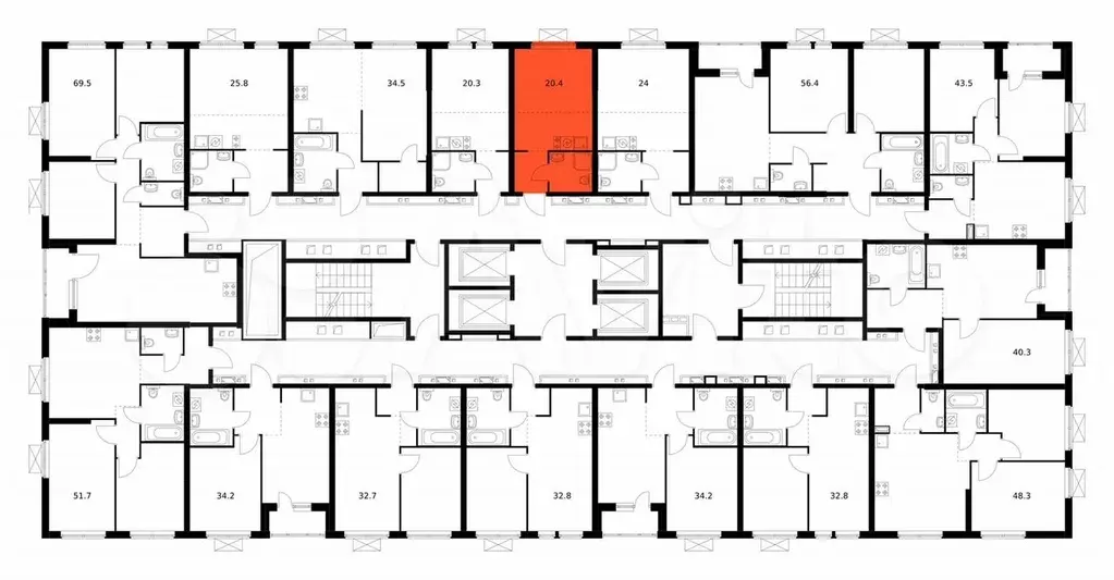 Квартира-студия, 20,4 м, 11/28 эт. - Фото 1