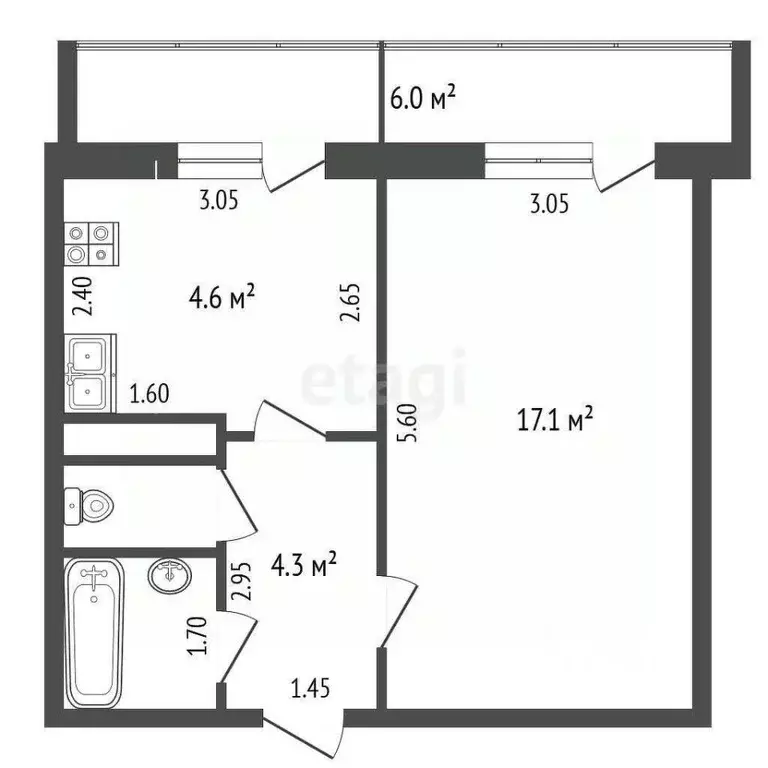 1-к кв. Нижегородская область, Выкса 1 Мая ул., 34 (34.8 м) - Фото 2