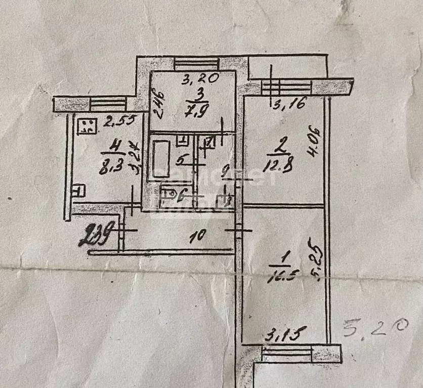 3-к кв. Курская область, Курск ул. Крюкова, 16 (60.0 м) - Фото 2