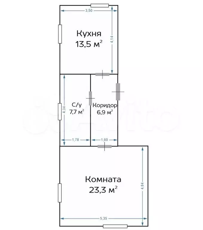 1-к. квартира, 51,4 м, 3/12 эт. - Фото 0