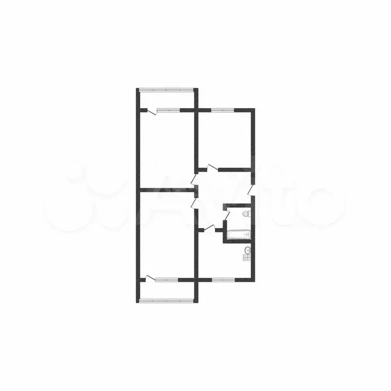 3-к. квартира, 61,2 м, 2/5 эт. - Фото 0