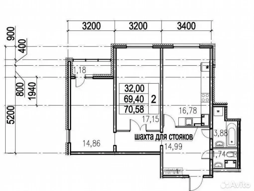 2-к кв. Санкт-Петербург Парашютная ул., 61к3 (68.0 м) - Фото 1