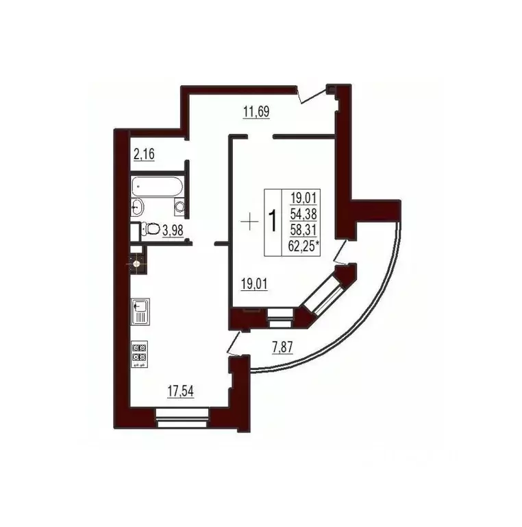 1-к кв. Смоленская область, Вязьма ул. Ленина, 71 (58.31 м) - Фото 0