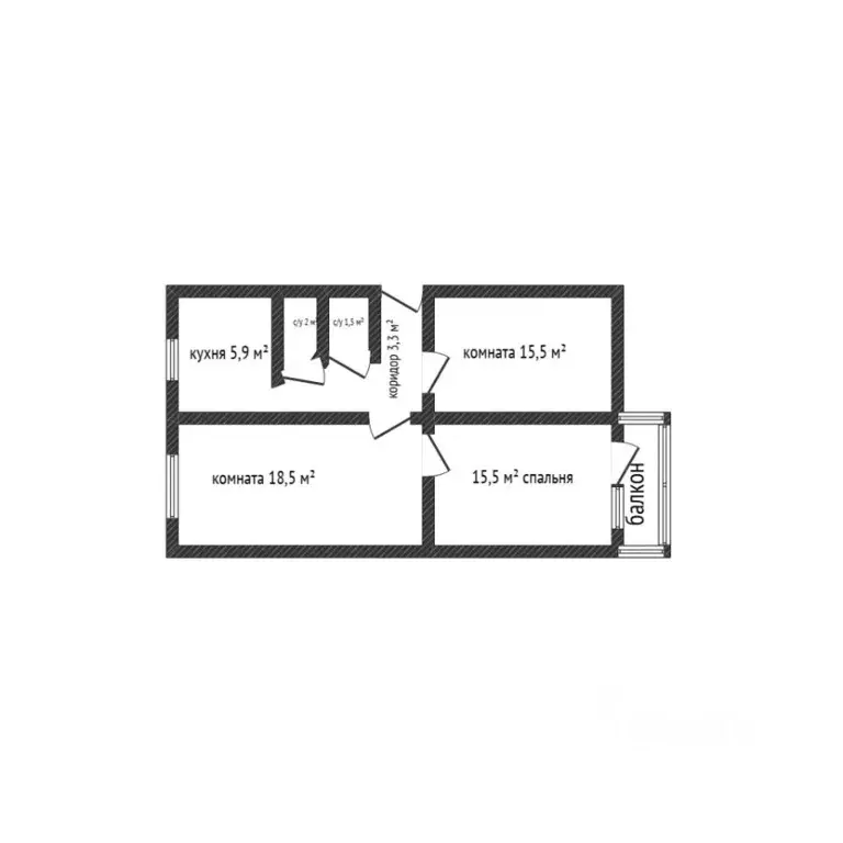 3-к кв. Краснодарский край, Новороссийск просп. Ленина, 61 (62.4 м) - Фото 2