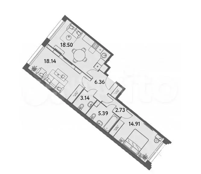 3-к. квартира, 70 м, 8/11 эт. - Фото 0