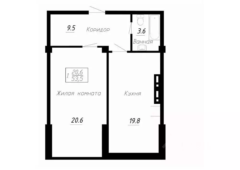1-к кв. Ставропольский край, Ессентуки  (53.5 м) - Фото 0