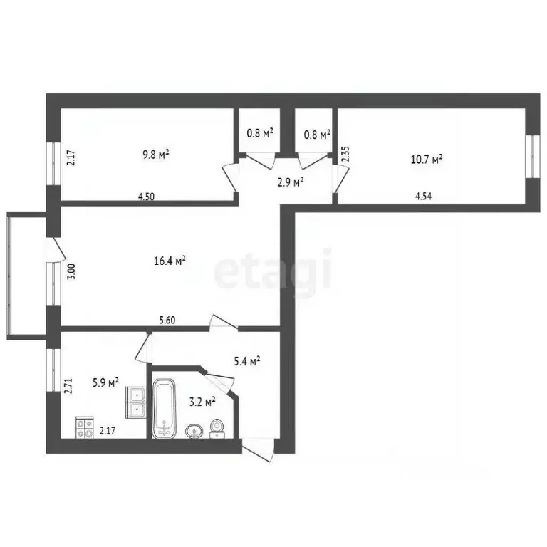 3-к кв. Севастополь ул. 1-я Бастионная, 4 (57.3 м) - Фото 2