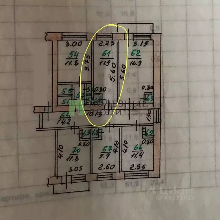 Комната Орловская область, Орел пер. Матроса Силякова, 5 (12.0 м) - Фото 1