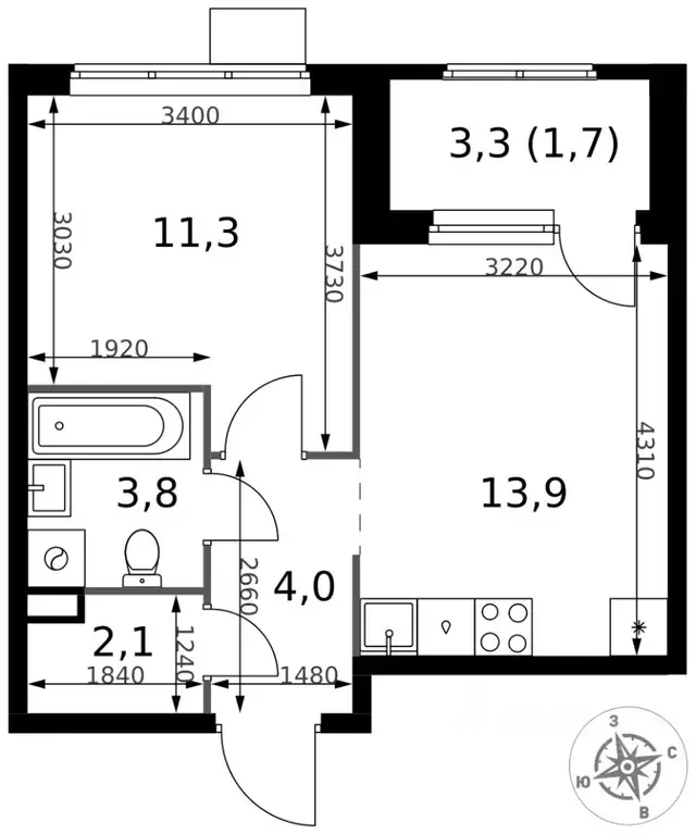 1-к кв. Московская область, Химки Клязьма-Старбеево мкр, Международный ... - Фото 1