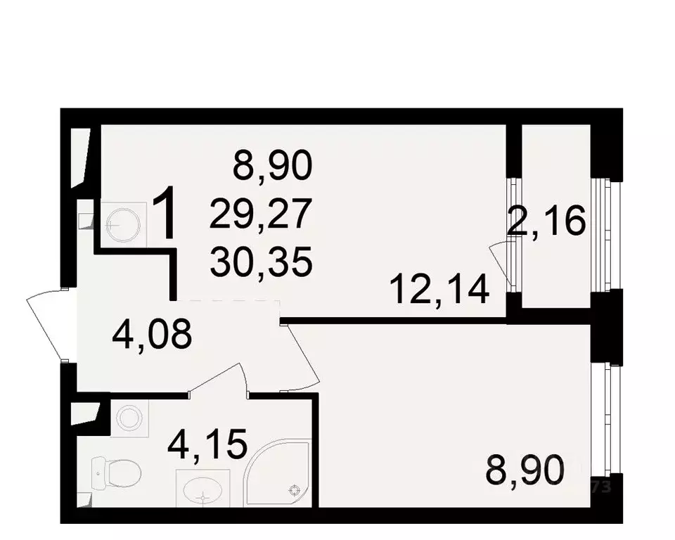 1-к кв. Рязанская область, Рязань Черновицкая ул. (29.27 м) - Фото 0