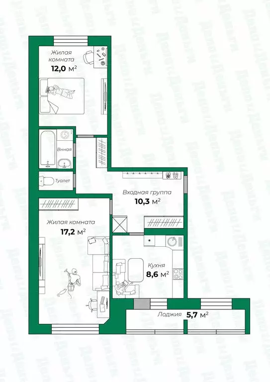 2-комнатная квартира: Киров, улица Менделеева, 25 (56.1 м) - Фото 2