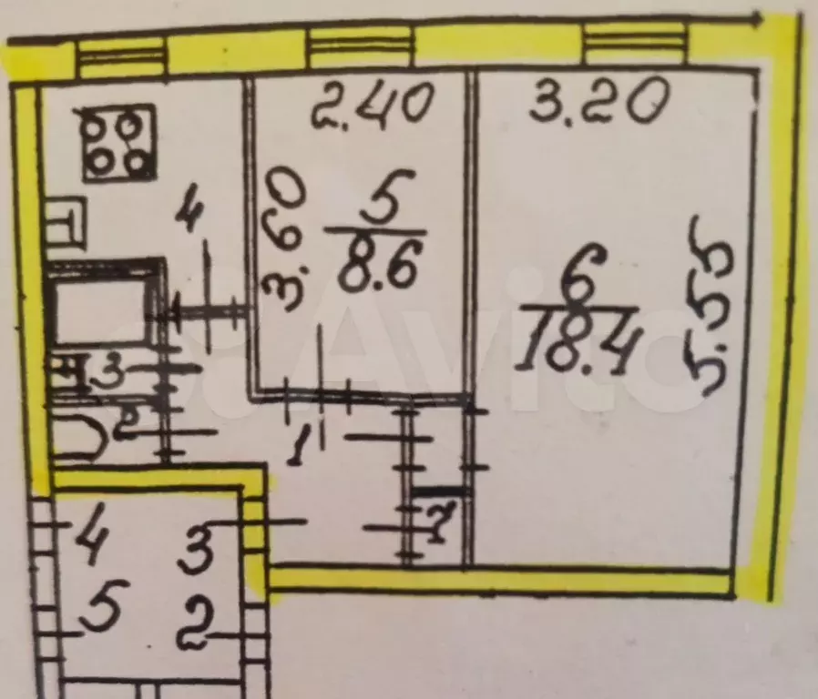 2-к. квартира, 41 м, 2/5 эт. - Фото 0