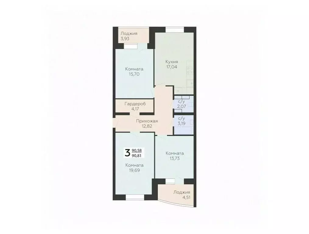 3-к кв. Орловская область, Орел ул. Панчука, 83Б (90.81 м) - Фото 0