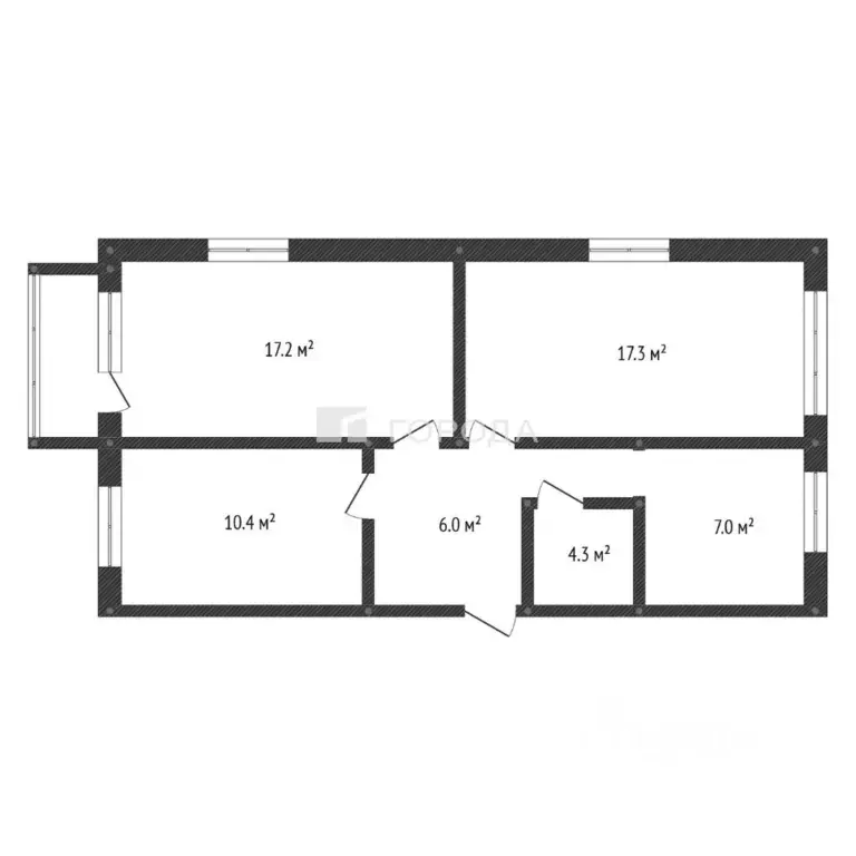3-к кв. Алтайский край, Барнаул ул. Малахова, 124 (62.6 м) - Фото 2