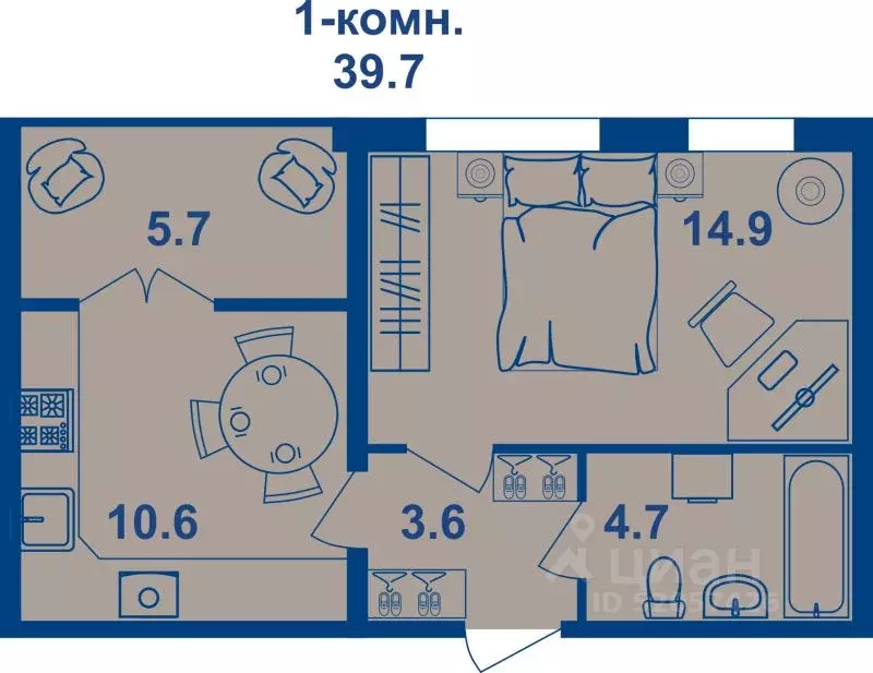 1-к кв. Костромская область, Кострома Магистральная ул., 71 (37.5 м) - Фото 1