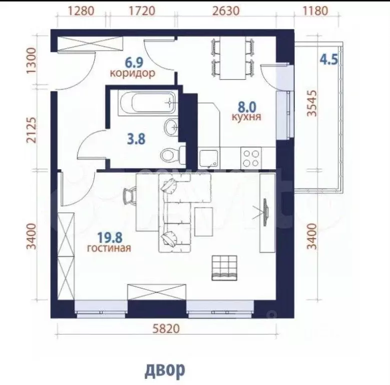 1-к кв. Иркутская область, Ангарск 32-й мкр, 19 (43.4 м) - Фото 0