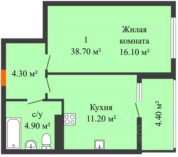 1-к кв. Ростовская область, Ростов-на-Дону ул. Вересаева, 102/1с3 ... - Фото 1