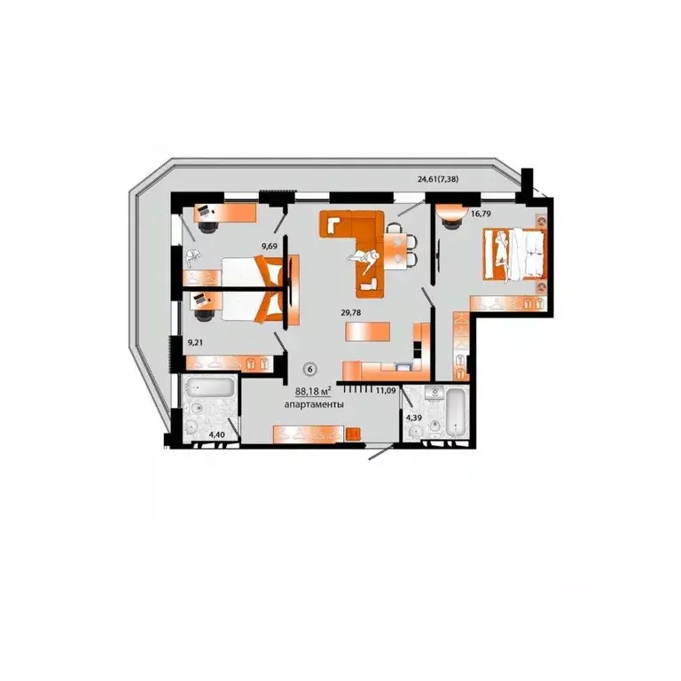 1-к кв. Приморский край, Владивосток Жариковская ул. (87.75 м) - Фото 2