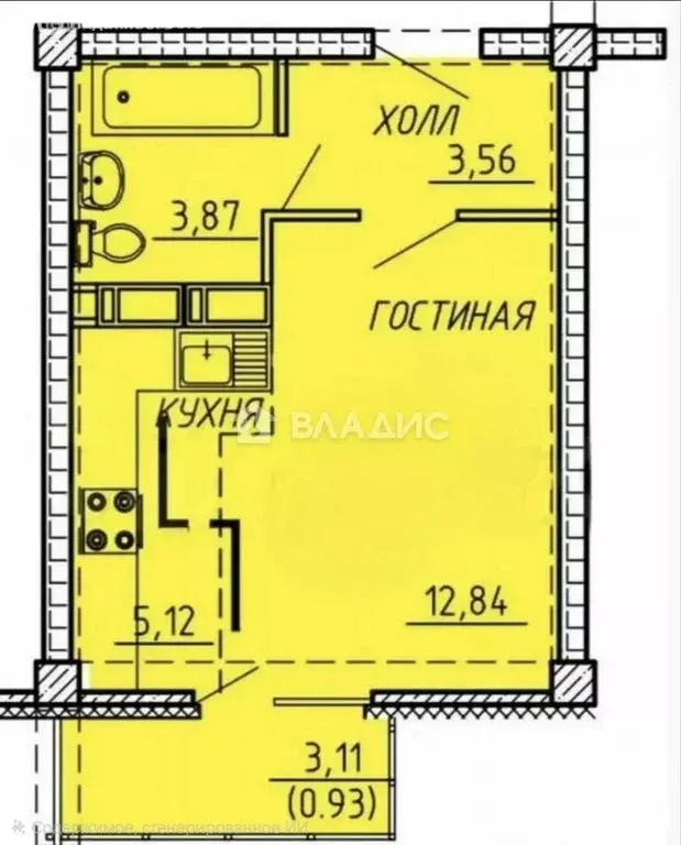 Квартира-студия: Пенза, улица Генерала Глазунова, 11 (26.62 м) - Фото 1
