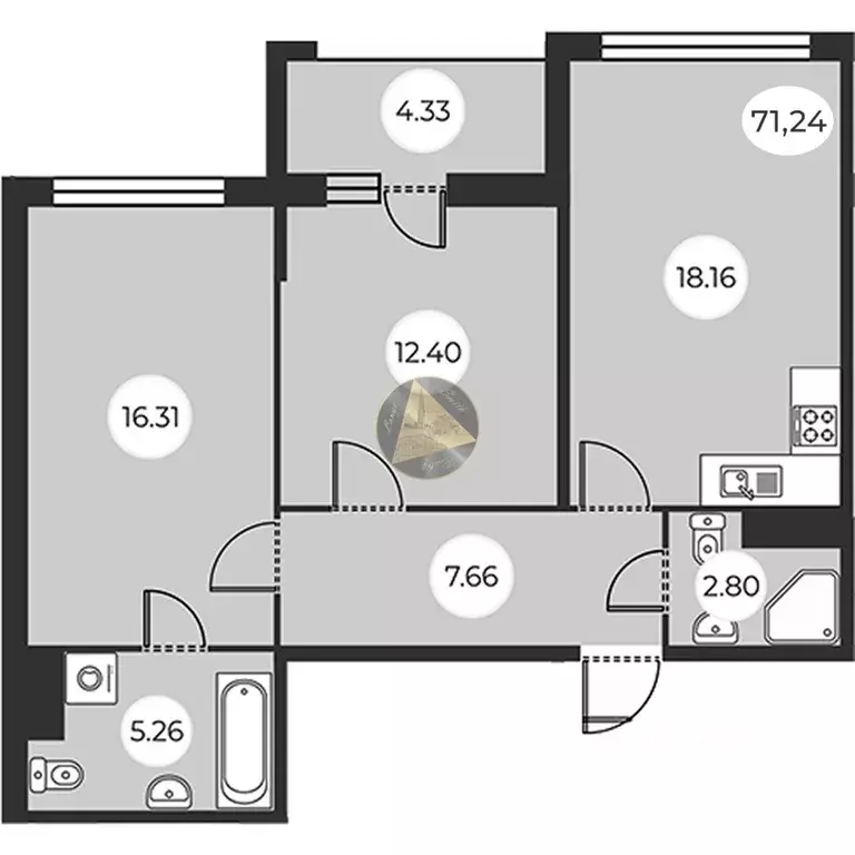 2-к кв. Санкт-Петербург ш. Суздальское, 8 (71.24 м) - Фото 2