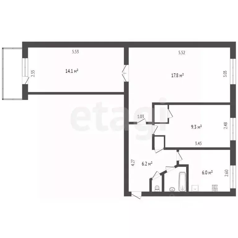 3-к кв. Крым, Симферополь ул. Гагарина (59.5 м) - Фото 1
