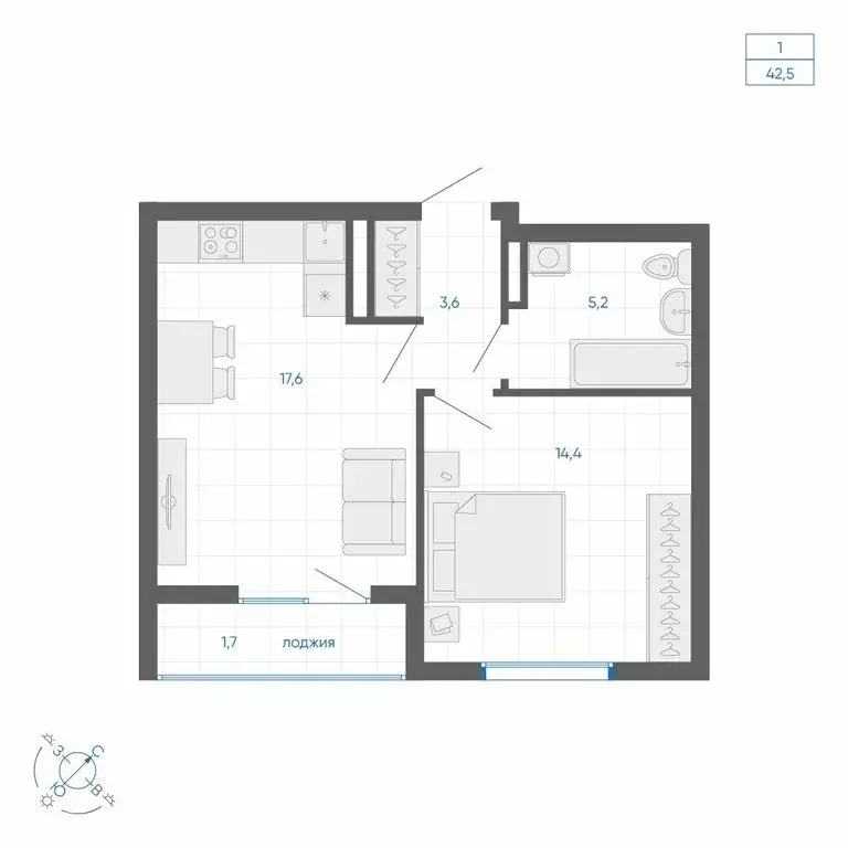 1-комнатная квартира: Екатеринбург, улица Вильгельма де Геннина, 59 ... - Фото 2